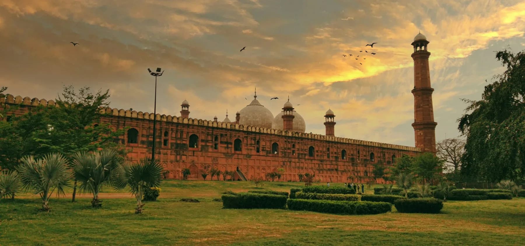Historic architecture in Lahore at sunset.